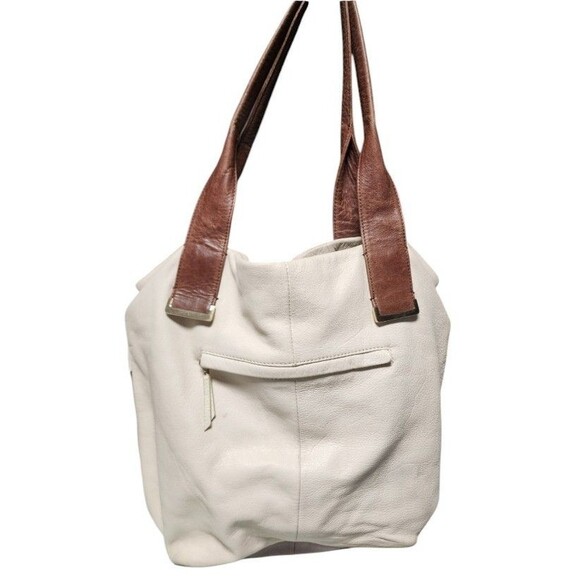 Elliott Lucca Handpainted Intreccio Peacock Leather Tote Bag - Picture 3 of 13